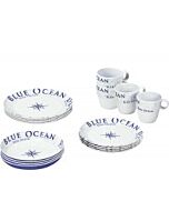 Servis Ocean Blue 16 delar, vit blå ljusblå