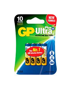 GP Ultra Plus Alkaline LR03 AAA batteri. Paket om 4 st 