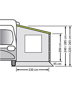 Universalgavel för för husvagn och husbil f. markisdjup 250 cm Version 240