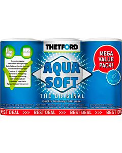 Aqua Soft toalettpapper, 10 förpackningar i kartong.